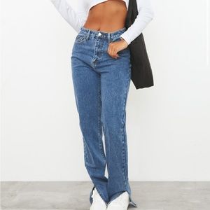 NWT SPLIT HEM PLT JEANS